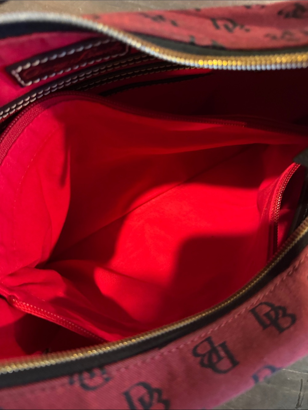 Dooney & Bourke Burgundy Monogram Shoulder Hobo - Picture 13 of 16